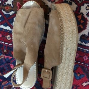 Vagabond Tan Suede Platform Sandals